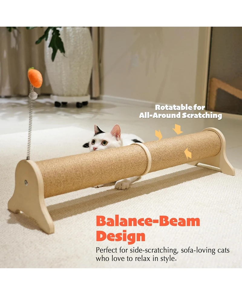 Aronkl Horizontal Sisal Cat Scratch Pad Large Scratcher With Spring Protect Furniture For Indoor Kitten