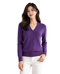 Jennie Liu Women's 100% Merino Wool Light Weight Cardigan | Ultra Soft Fine-gauge Sweaters Machine Washable