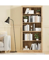 gaomon 71" Tall Wooden Bookcase with 5 Tiers, Open Storage, Modern Floor Standing Shelves for Bedroom or Office