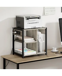 gaomon Mobile Printer Stand with Usb Ports and Outlets, 3-Tier Rolling Printer Table with Storage for Home or Office