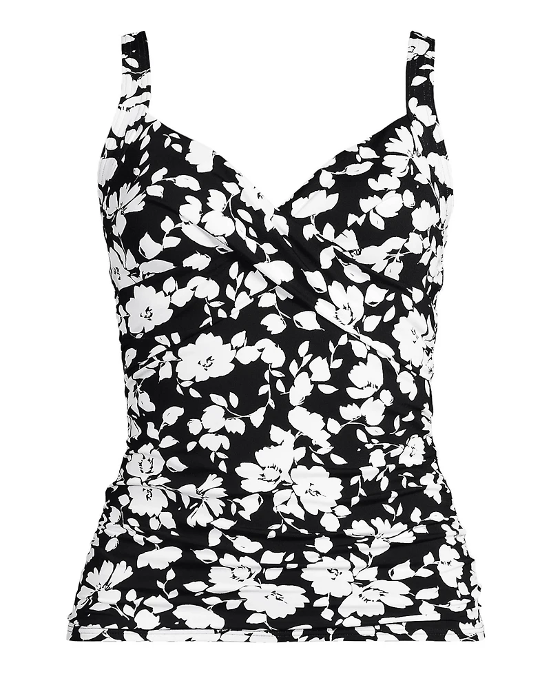 Lands' End Women's Plus Chlorine Resistant V-Neck Wrap Underwire Tankini Swimsuit Top Adjustable Straps