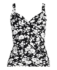 Lands' End Women's Plus Chlorine Resistant V-Neck Wrap Underwire Tankini Swimsuit Top Adjustable Straps