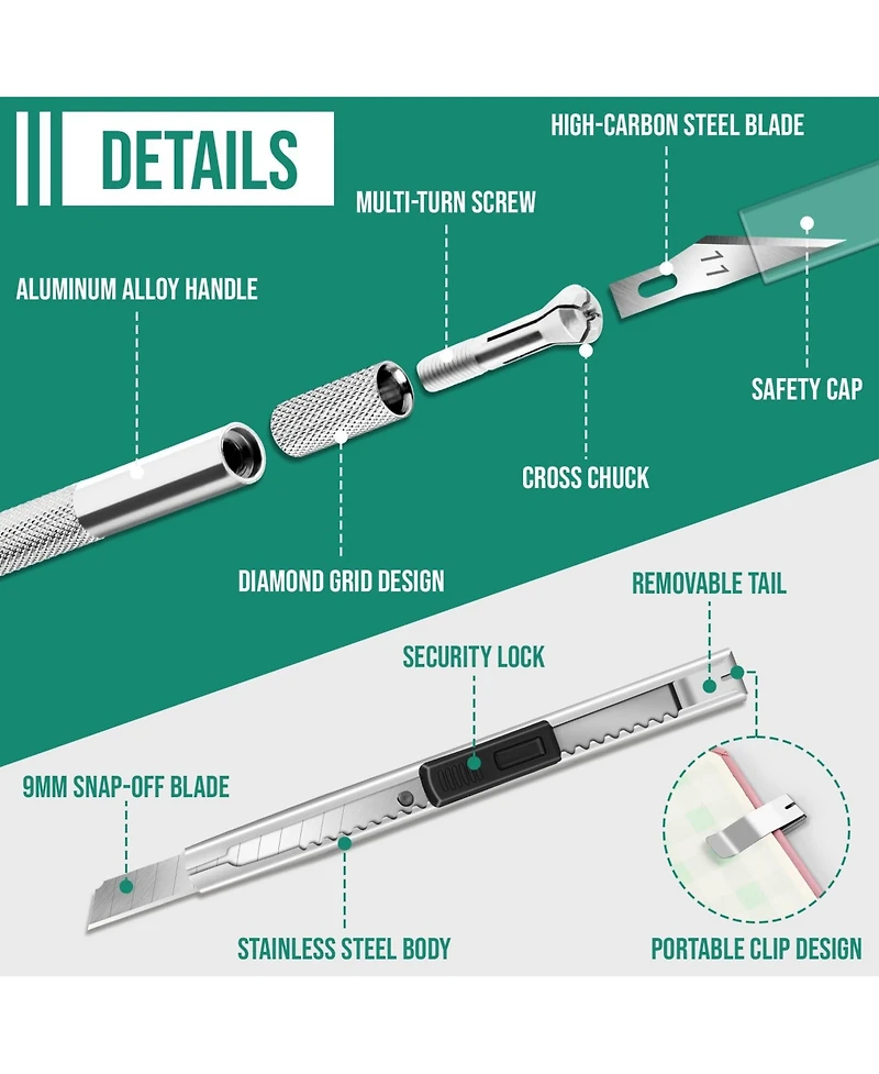 Gnuadz 250 Exacto Craft Hobby Precision Knife Blades Set Modeling Scrapbooking 250pcs with 235 Extra Blades