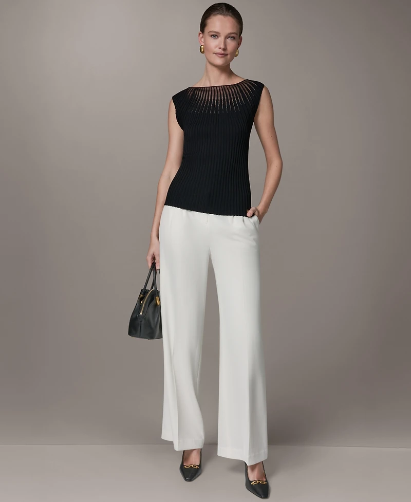 Donna Karan New York Petite Crewneck Sleeveless Sweater Top