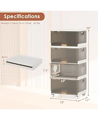 Gouun 4-Cube Stackable Storage Bins with Detachable Wheels