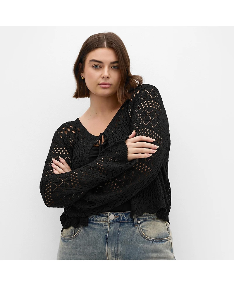 City Chic Women's Plus Crochet Love Top