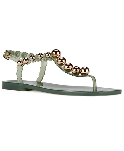 Jeffrey Campbell Women's Plated Studded T-Strap Jelly Sandals
