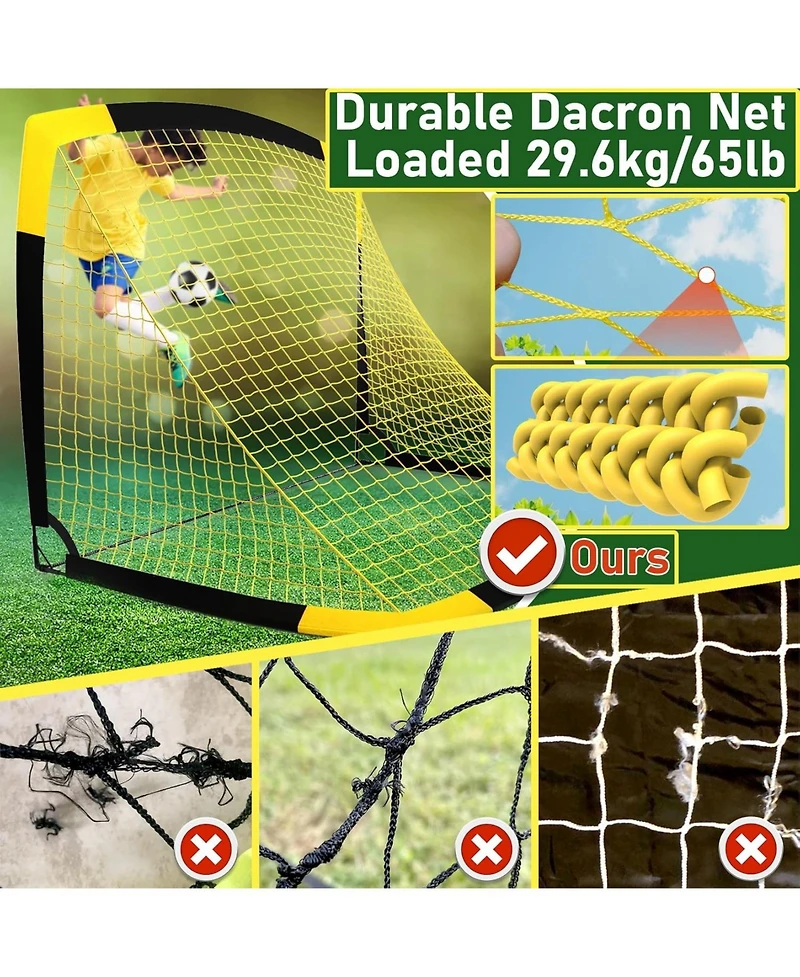 Happy Jump Portable Soccer Goal, Large-Frame Design Built for Long-Term Development, Easy Setup for Backyard, Park or School Training