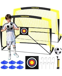 Happy Jump 7x5 Ft and 5x3.6 Ft Portable Soccer Goal for Youth Players Ages 6-14, Large-Frame Design Built for Long-Term Development, Easy Setup