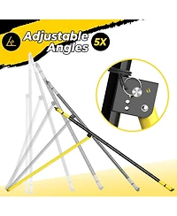 Happy Jump 7x4 Ft Portable Volleyball Rebounder Net, 5 Adjustable Angles Bounce Back Trainer, Heavy-Duty Steel Frame and 45-Ply Net