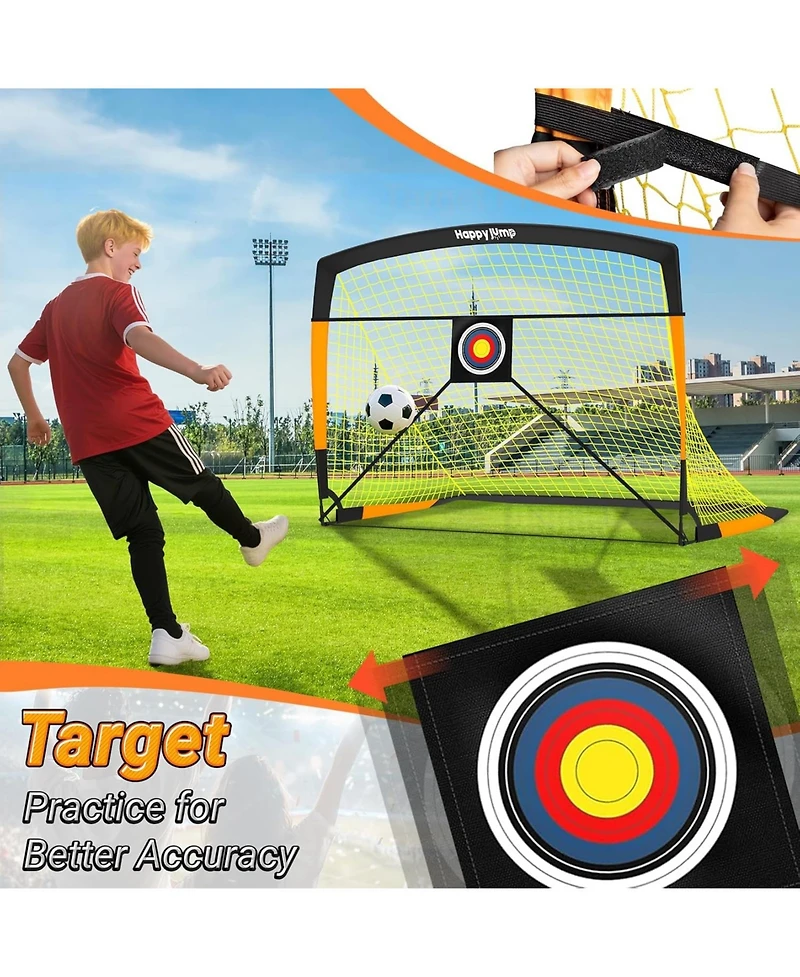 Happy Jump Soccer Goal 7'x5', 6.6 x3.3', 5'x3.6', 4'x3', 3'x2.2' Soccer Net for Kids Backyard