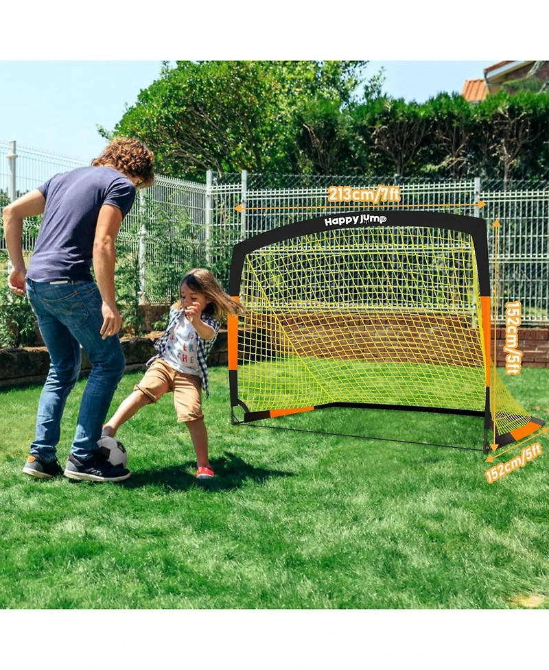 Happy Jump 7'x5' Soccer Goal Net 2 Set with Agility Ladder 12 Rung 20 Ft Speed Training