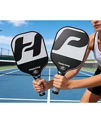Happy Jump Usapa Approved Pickleball Rackets Set of 2, Fiberglass Paddles with Bag, 2 Indoor and 2 Outdoor Balls, Lightweight for Men and Women