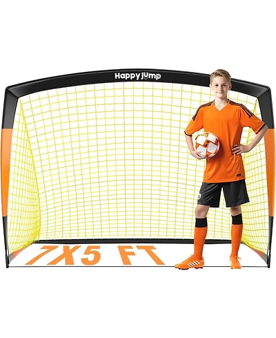 Happy Jump Soccer Goal 7'x5', 6.6 x3.3', 5'x3.6', 4'x3', 3'x2.2' Soccer Net for Kids Backyard
