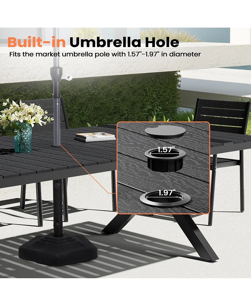 Pellebant 118'' All-Weather Aluminum X-shaped Outdoor Patio Dining Table