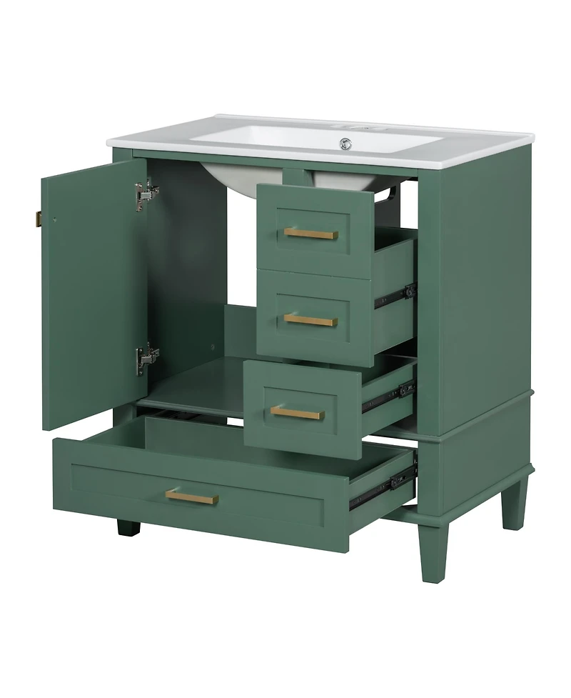 Casainc 30" Bathroom Vanity with Sink Combo, Bathroom Storage Cabinet with Soft-Close Door and 3 Drawers