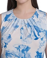 Calvin Klein Plus Printed Pleated Crewneck Camisole Top
