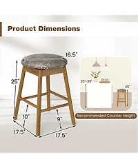 Gymax 25'' Swivel Counter Height Barstools Set of w/Solid Wood Legs and Footrests