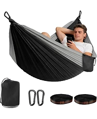 gaomon Durable Camping Hammock - 500lbs Portable Nylon Chair Double with Tree Straps for Travel, Backpacking