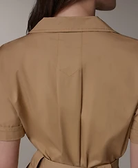 Donna Karan Weekend Women's Short-Sleeve Self-Belted Midi Shirt Dress