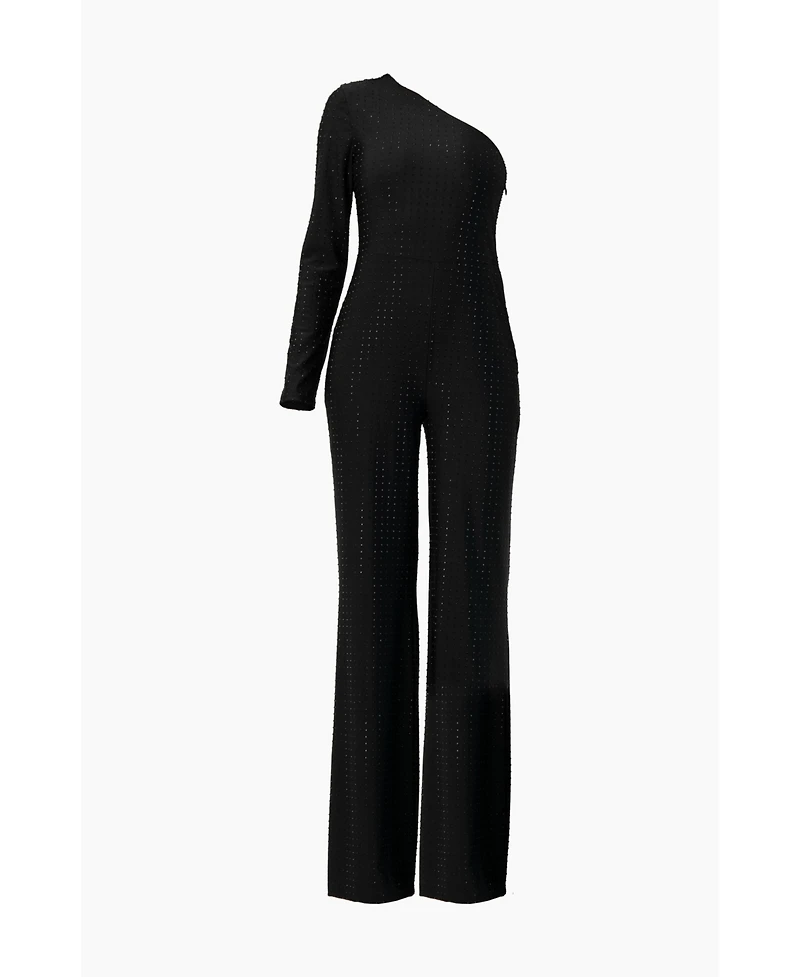 Ivonne Women's Wide-Leg Textured Jumpsuit with One Long Sleeve