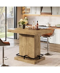 Tribesigns 47" Bar Table, Industrial Bistro Pub Table with Metal Footrest, Rectangular Counter Height Bar Table