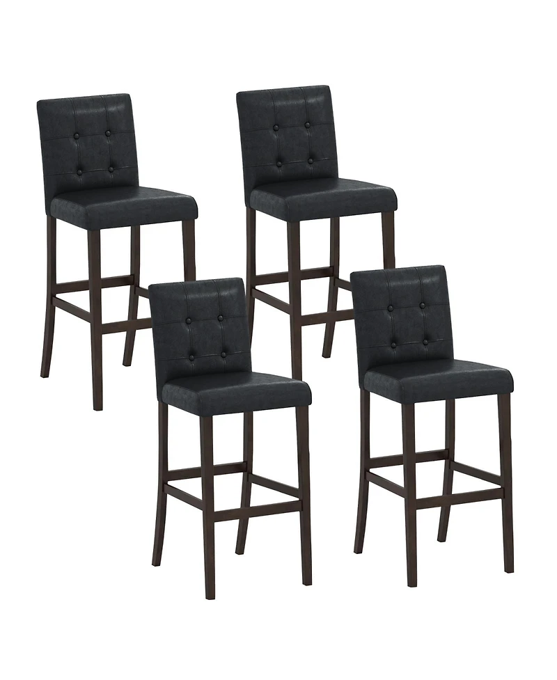 Gymax Set of 4 Bar Stools 29 '' Counter Height Barstool Pub Chair Rubber Wood