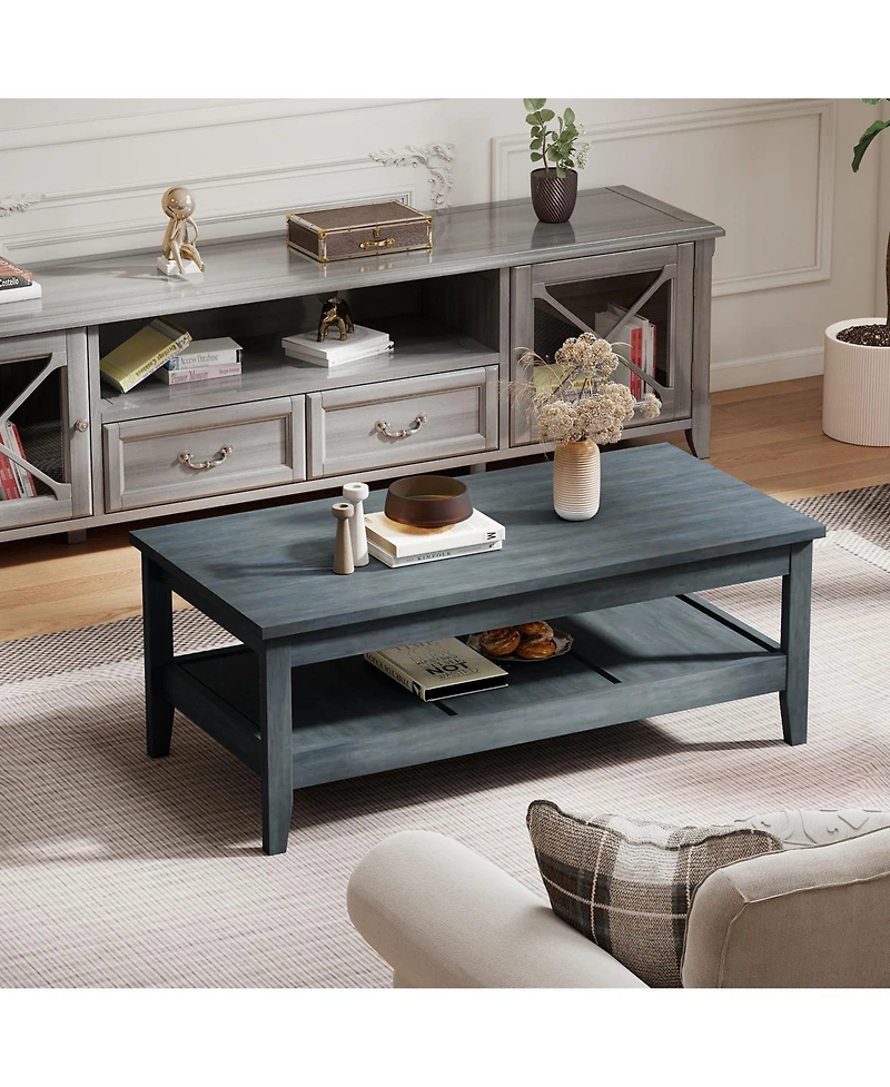Slickblue Farmhouse Coffee Table Thick Tabletop