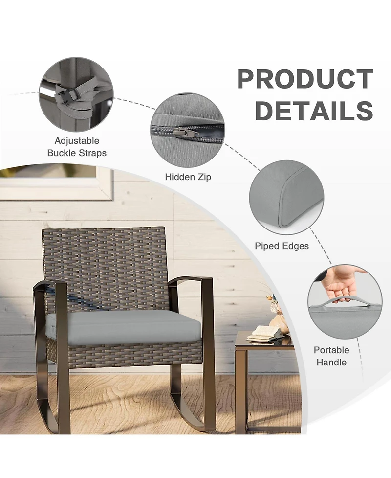 Aoodor Outdoor Chair Cushion W24''xD24'' Soft, Fade-resistant Polyester, Removable Cover with Hidden Zipper, Adaptable Secure Ties