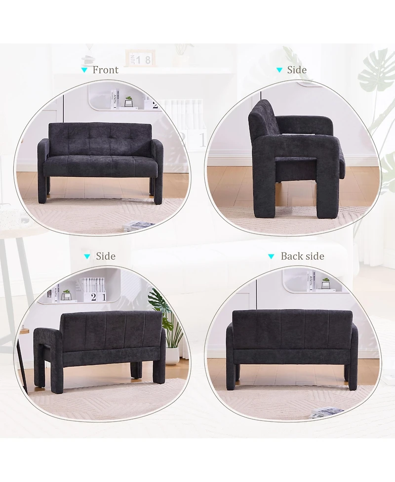 Rainsken 47" Chenille Loveseat Sofa, 2 Seater Mini Couch with Deep Seat and Dual Armrests, Upholstered Couch Perfect for Living Room, Apartment