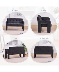 Rainsken 47" Chenille Loveseat Sofa, 2 Seater Mini Couch with Deep Seat and Dual Armrests, Upholstered Couch Perfect for Living Room, Apartment