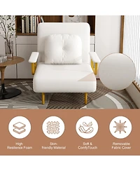 Rainsken Folding Sofa Bed, 3-in-1 Convertible Chair with Pillow and 5-Position Adjustable Backrest, Space-Saving Sleeper for Living Room, Bedroom