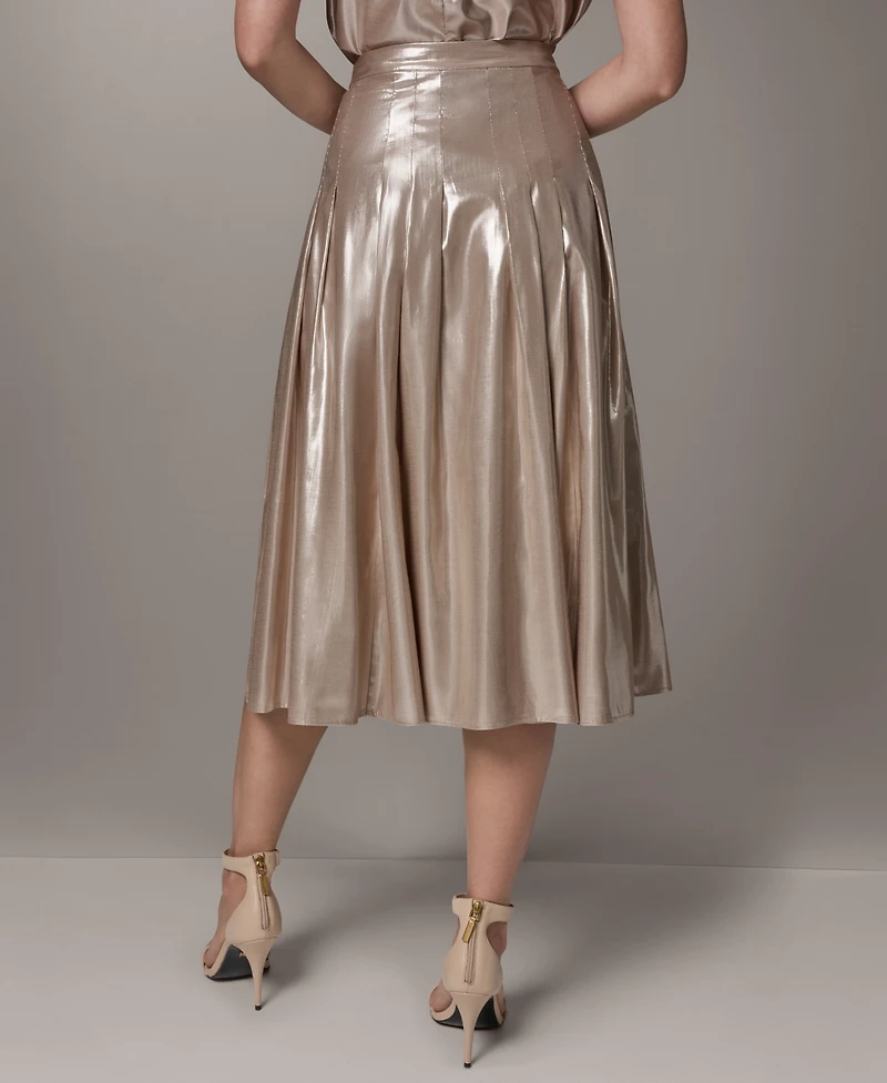 Donna Karan New York Women's Shine Pleated Metallic Midi Skirt