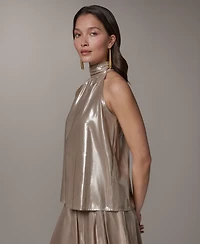 Donna Karan New York Women's Sleeveless Shine High Neck Top