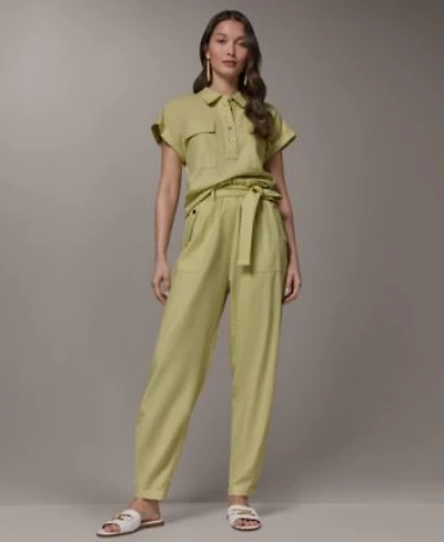 Donna Karan New York Womens Cap Sleeve Shirt Pleated Pant With Wide Cuff Detail