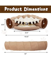 Zeus & Ruta Cat Tunnel Bed with Cushioned Nest and Teasing Balls Zipper Connect Feline Supplies