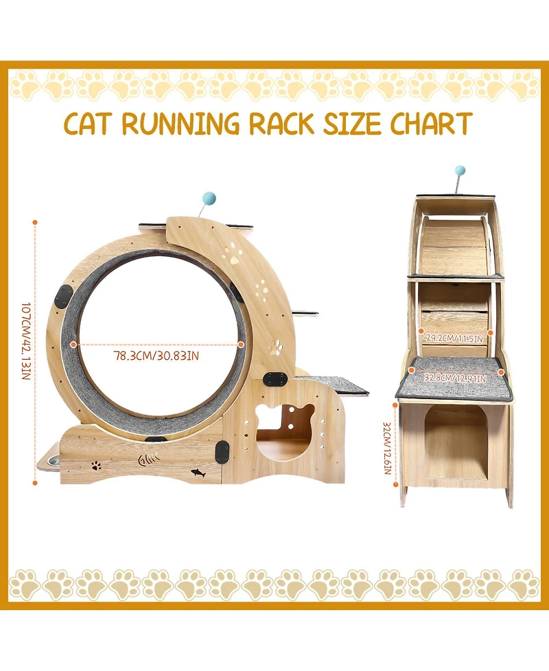 Zeus & Ruta 6-in-1 Cat Exercise Wheel Upgraded Large Treadmill with Silent Wheels Indoor Cat Furniture and Toys