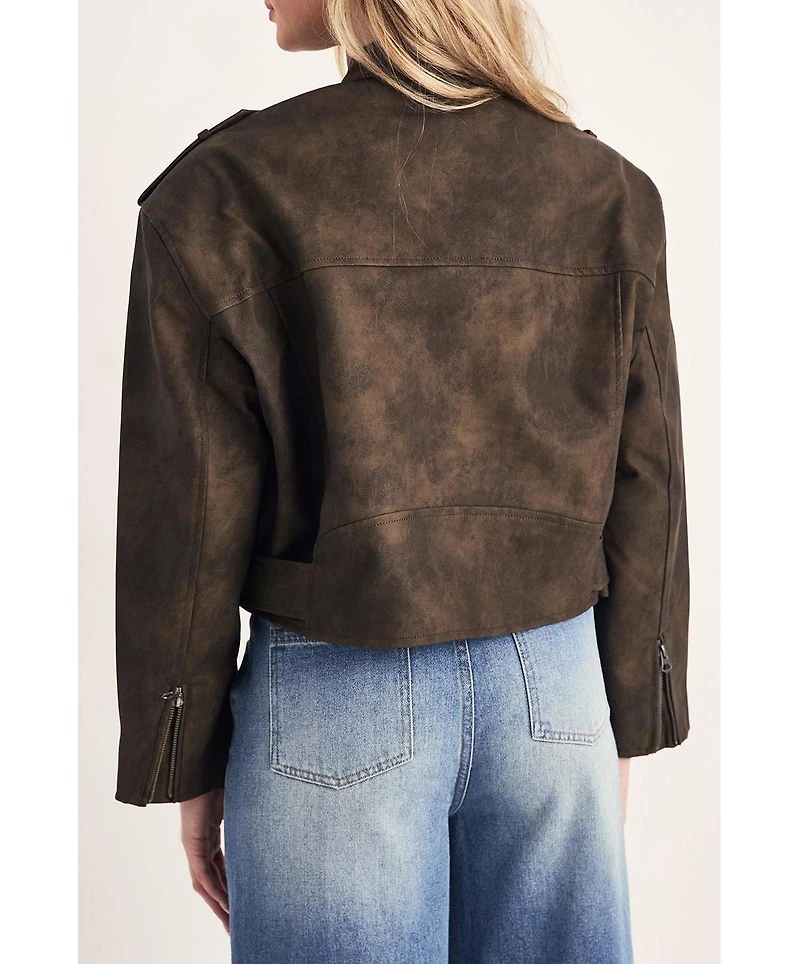 Nasty Gal Women's Cropped Biker Jacket