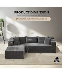 gaomon Modular Sectional Sofa Cloud Couch, 106" Comfy L Shaped Couches for Living Room,Oversized Sleeper with Deep Seat