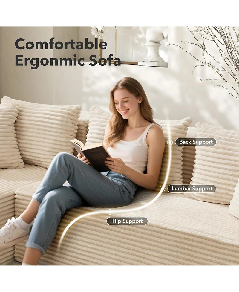 gaomon Modular Sectional Sofa Cloud Couch, 106" Comfy L Shaped Couches for Living Room,Oversized Sleeper with Deep Seat