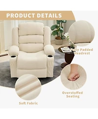 gaomon Wide Rocker Recliner Chair for Adults, Manual Oversized Chairs w/Armrest, Backrest, 2 Cup Holders, Side Pocket