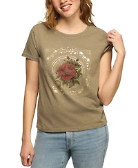 Lucky Brand Women's Floral Rose Crewneck Graphic T-Shirt