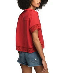 Lucky Brand Women's Cutwork Camp Collar Shirt