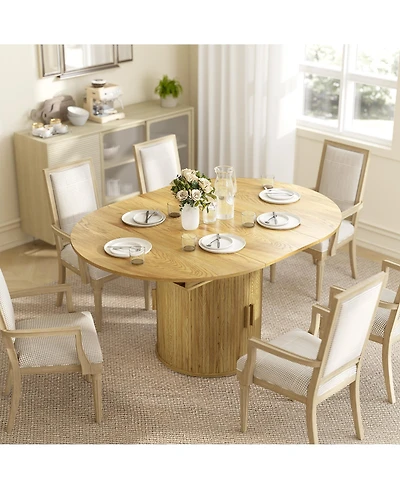 Homcom Extendable Dining Table, 60" Oval Kitchen Table for 6