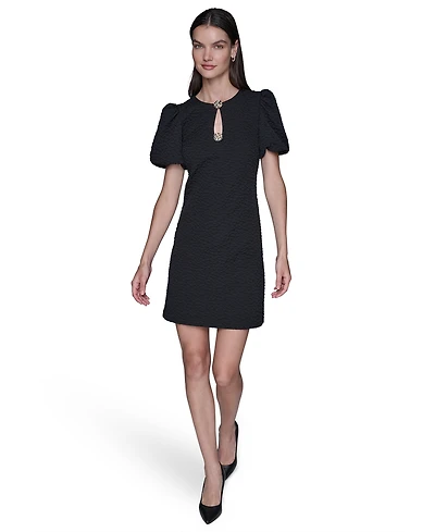 Karl Lagerfeld Paris Women's Puff-Sleeve Floral Dress