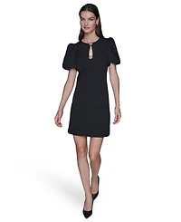 Karl Lagerfeld Paris Women's Puff-Sleeve Floral Dress