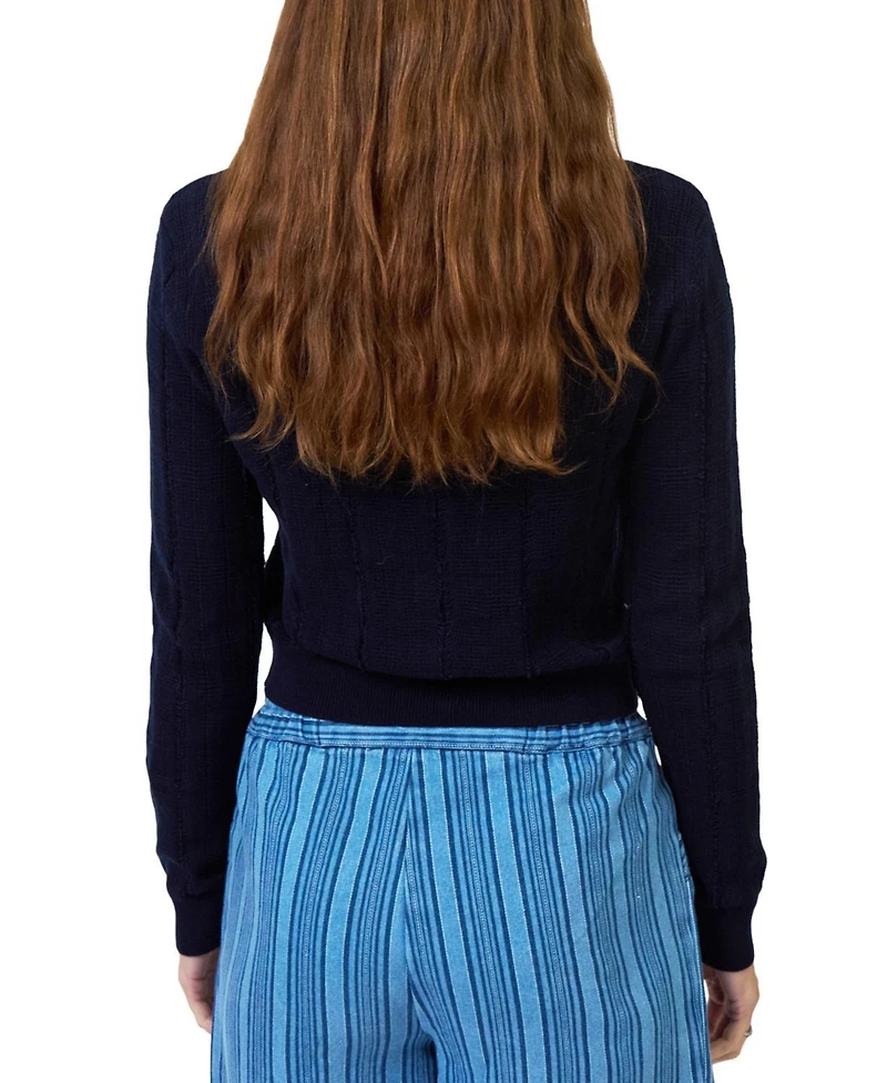 Central Park West Women's Clover Novelty Stitch Cardigan