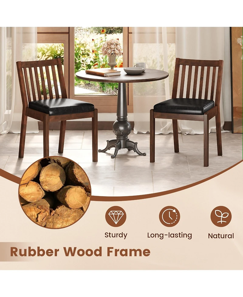 Sugift Pu Leather Upholstered Dining Chairs Set of Two