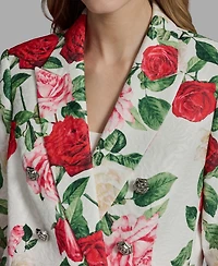 Karl Lagerfeld Paris Women's Floral Print Collared Polyester Jacket