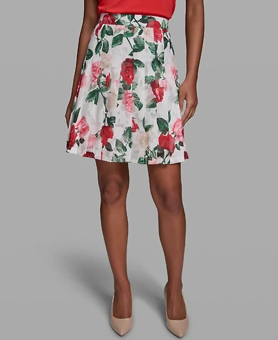Karl Lagerfeld Paris Women's Printed Pleat Skirt